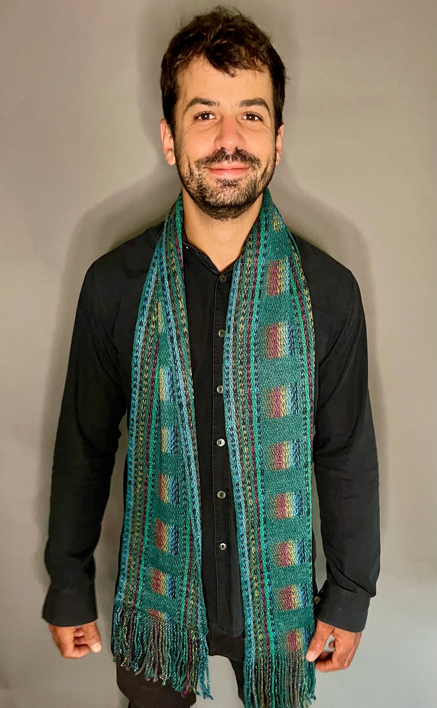 8" Silk and Merino Handwoven Scarf